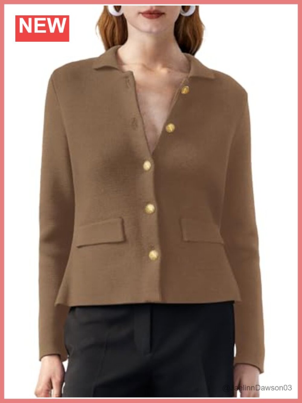 Long Sleeve Cropped Knit Blazer Cardigan Button Down Lightweight Sweater